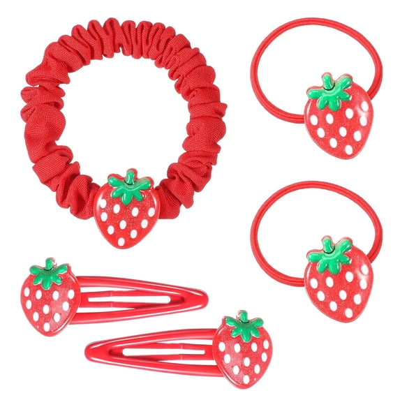 BZCOE 5Pcs Strawberry Hair Clip and Hair Ties Set,Sweet Fruit Metal ...