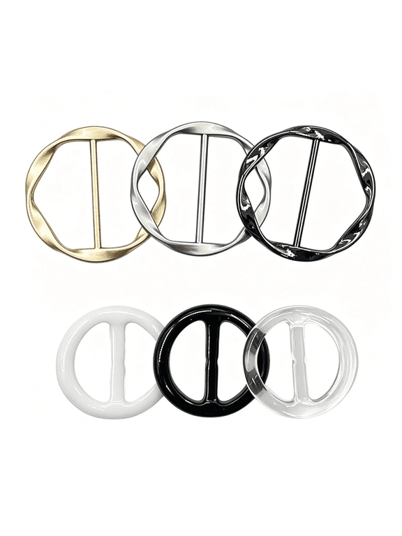 6 Pcs Shirt Ties Clips for Women to Tighten Clothing,Scarf Ring and Slides,T-Shirt Waist Tightener C" Er Knot Clip Rings for Large Long Tee Shirt Tie Up,Circle Belt