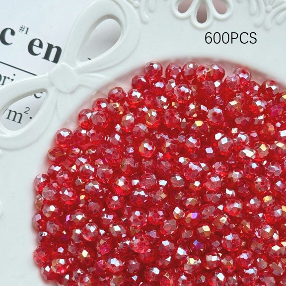 BZCOE 600Pcs 4Mm Ruby Red Ab Faceted Glass Rondelle Beads for Jewelry Making,Crystal Spacer Beads for Bracelets,Necklaces,Earrings Ruby Beads