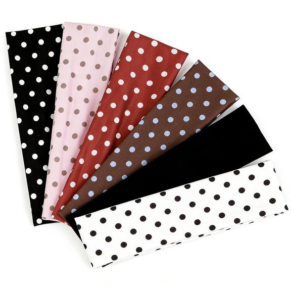 BZCOE 6Pcs Dot Headbands for Women,Cute Head Bands for Women'S Hair,Non Slip Soft Elastic Floral Hairbands,Trendy Women Hair Accessories Polka Dot Headband