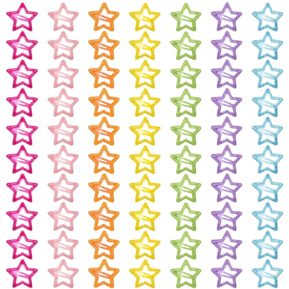 BZCOE 70 Pcs Cute Metal Glitter Star Snap Hair Clips for Women Girls,Small Barrettes for Thin/Fine/Short Hair,Strong Hold Hair Accessories (Glitter-Colorful)