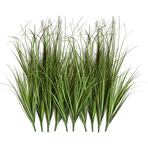 BZCOE 8Pcs Fake Tall Grass Plant,Uv Resistant Artificial Greenery Stems,Lifelike Artificial Onion Grass,Faux Shrubs Plants for Indoor Outdoor Patio Pots,Porch,Garden Beds,Window Boxes Vase Decor