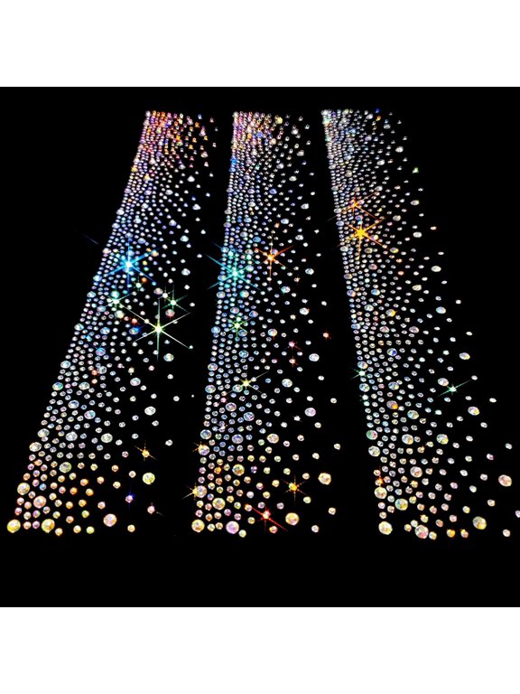 Ab Crystal Rhinestone Iron-On Strips Applique 6Pcs /2Sheets|Heat Transfer Rhinestone Sheets,Neckline Patch for T-Shirts,Dresses,Sweaters,Diy Embellished Garment,12.2'' X 1.96''