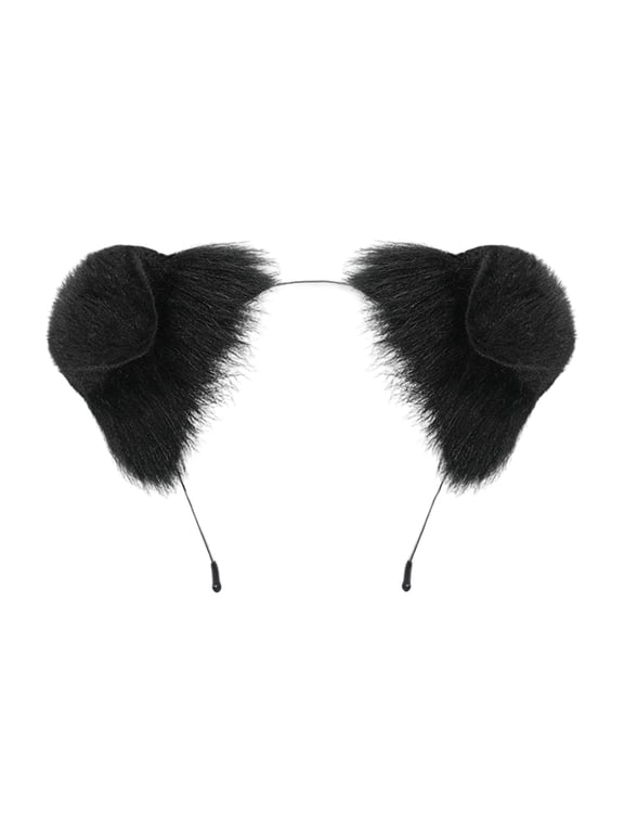 Adjustable Dog Ear Headband Floppy Ears Hair Accessory Fashion Hair Ornament Soft Hairband for Cosplay Party Daily Wear (Dog Ears, Black)