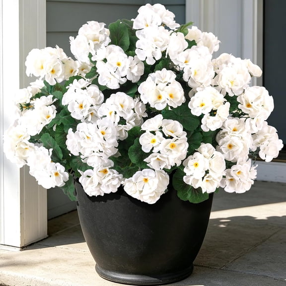 BZCOE Artificial Geranium Flowers for Outdoors Decoration, 6 Pcs Fake Silk Geraniums Flower Uv Resistant Look Real Faux Plants for Spring Garden Porch Planter Yard Table Centerpieces Decor
