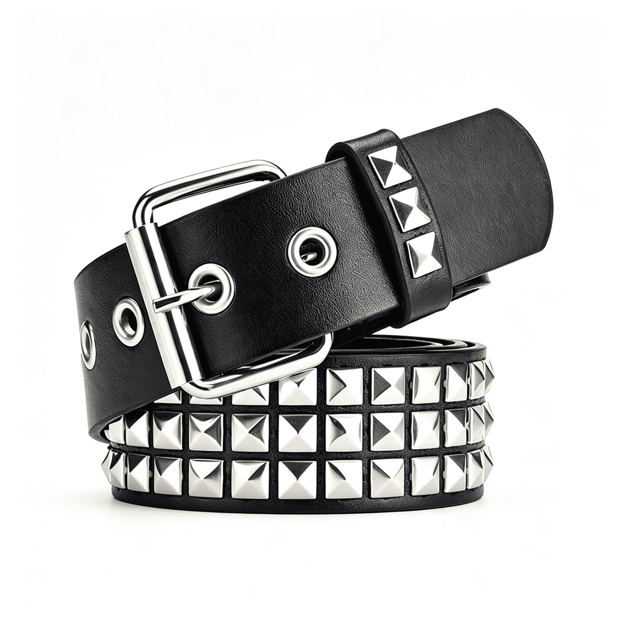 BZCOE Black Studded Belt Punk Rock Rivet Belt Grommet Threads Belts ...