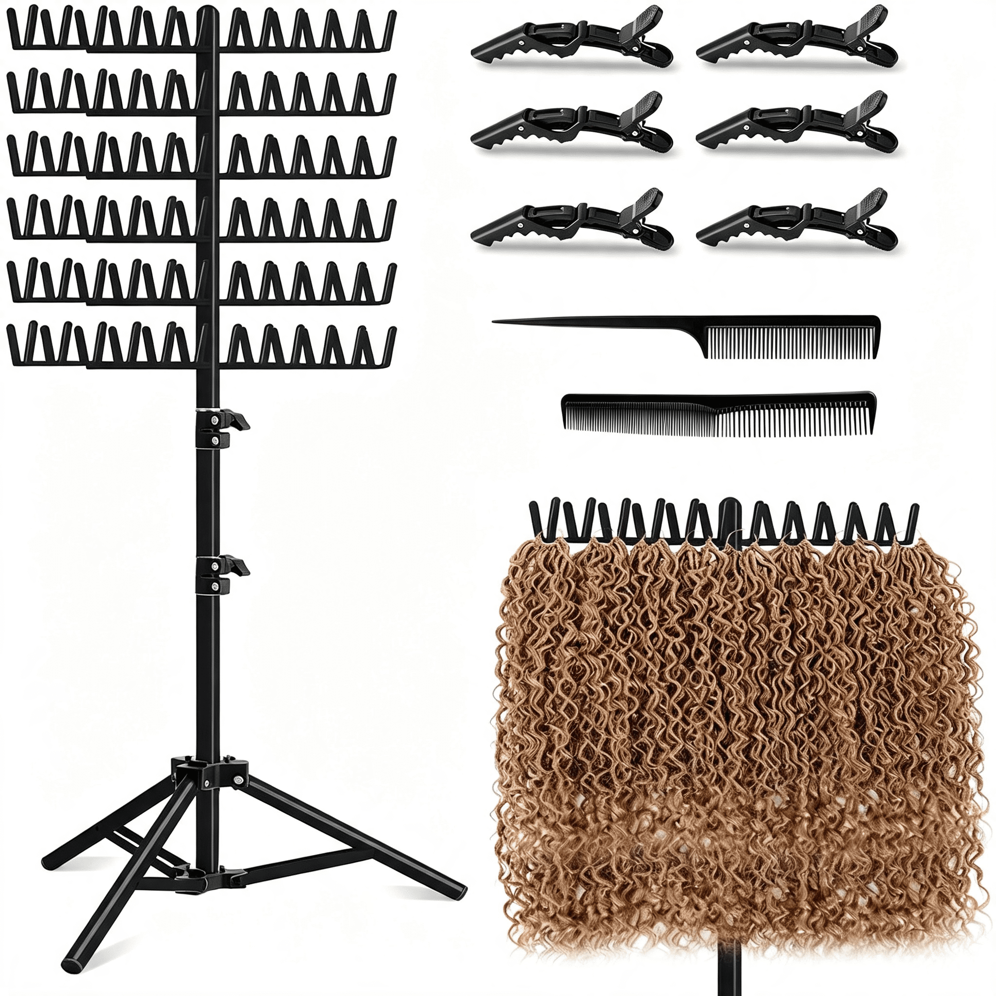 Braiding Rack Rack BZCOE Braiding Hair Rack,144 Pegs Braiding Rack Stand for Hair,2-Sided ...