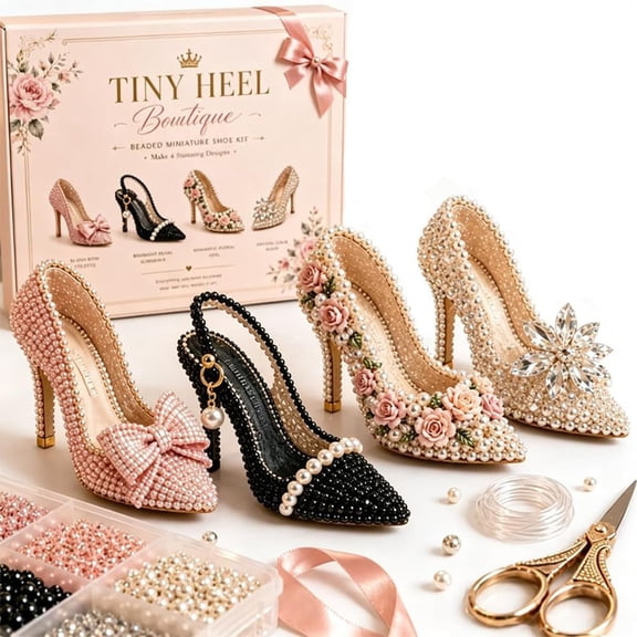 BZCOE Creative Beaded Mini World 3D Diy Kit Collection,Tiny 3D Beaded Animal Diy Kit,Petite Beaded Animal Craft Kit,Diy Creative Jewelry Art Craft,Gifts for Craft Lovers(Tiny Heel Boutique)