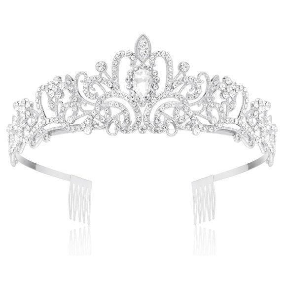 BZCOE Crowns for Women Princess Tiaras for Girls Queen Crown and Comb Tiara for Wedding Birthday Pageant Bridal Prom Christmas Gift Birthday Crown Adult Woman (Silver)