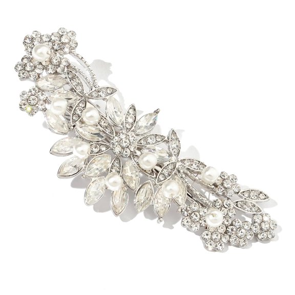 BZCOE Crystal Rhinestone Pearl Hair Clip Comb Silver Wedding Hair Acessory Bridal Hair Pins Bride Headpiece Rhinestone Hair Clips
