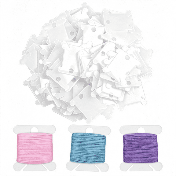 BZCOE Embroidery Floss Bobbins 100 Pcs Embroidery Floss Organizer | Plastic Embroidery Thread Cards, Thread Holder Sewing Storage for Cross Stitch Thread Craft Diy Plastic Floss Bobbins