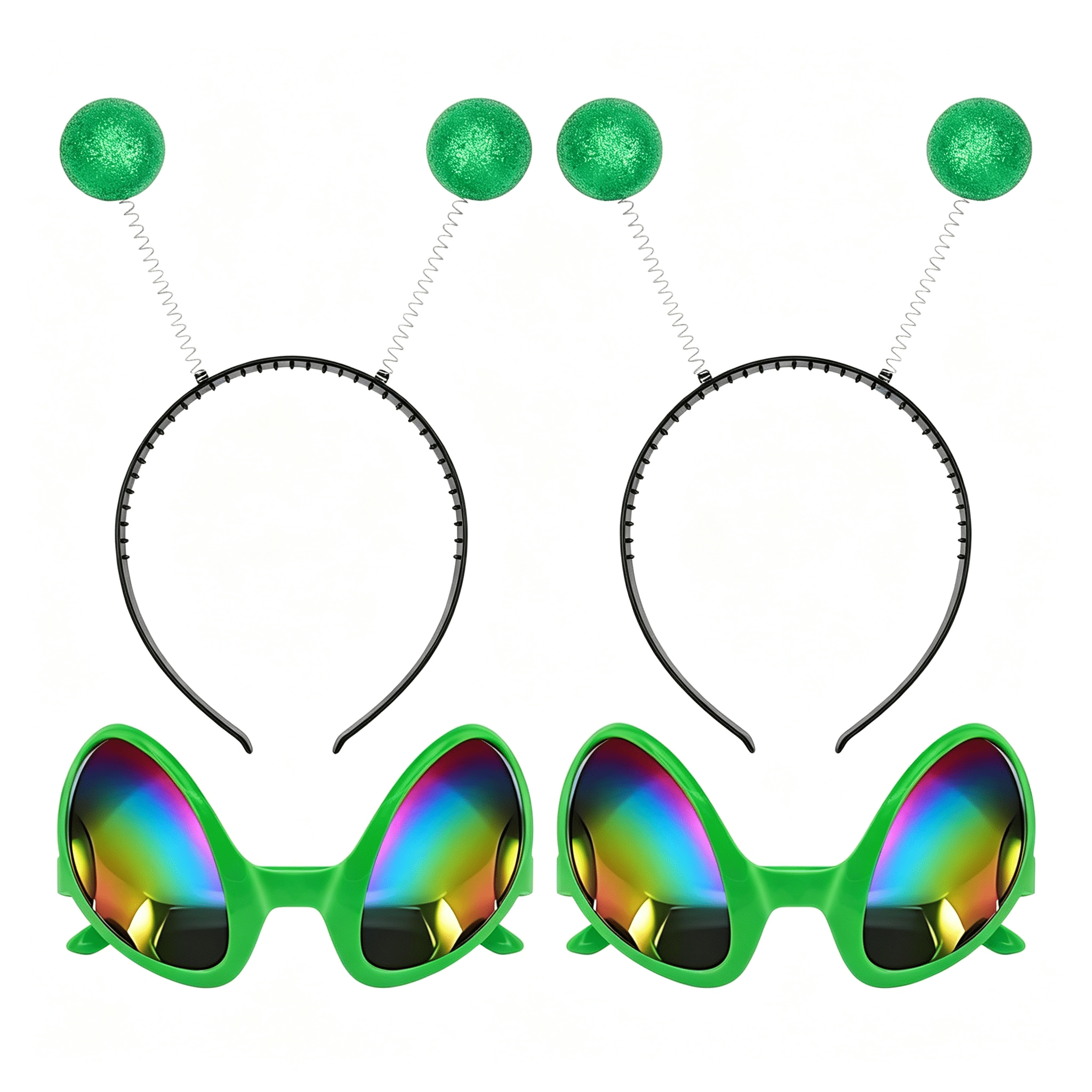 BZCOE Green Alien Headbands and Glasses - Martian Antenna Headbands ...