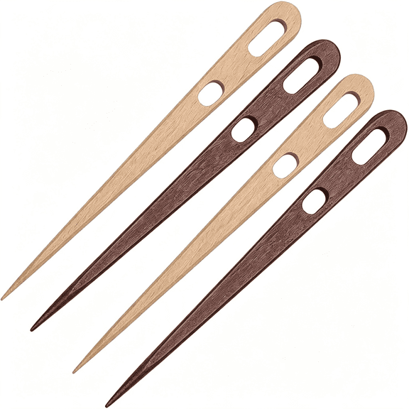 BZCOE Nalbinding Needle, Multipurpose Large Two-Eyed Tradition Needle for Knotless Knitting and Ergonomic Handcrafted Tool with Tip for Wool Multipurpose Nalbinding Needle, Pack of 4