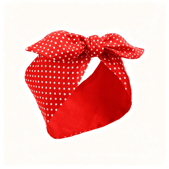 BZCOE Red Polka Dot Headband Vintage Wired Hairband with Twist Bow Wide Bandana Retro 50S Hair Accessories Cosplay Throwback Costume for Women 1950S Dance Party(Red,Small Dots)