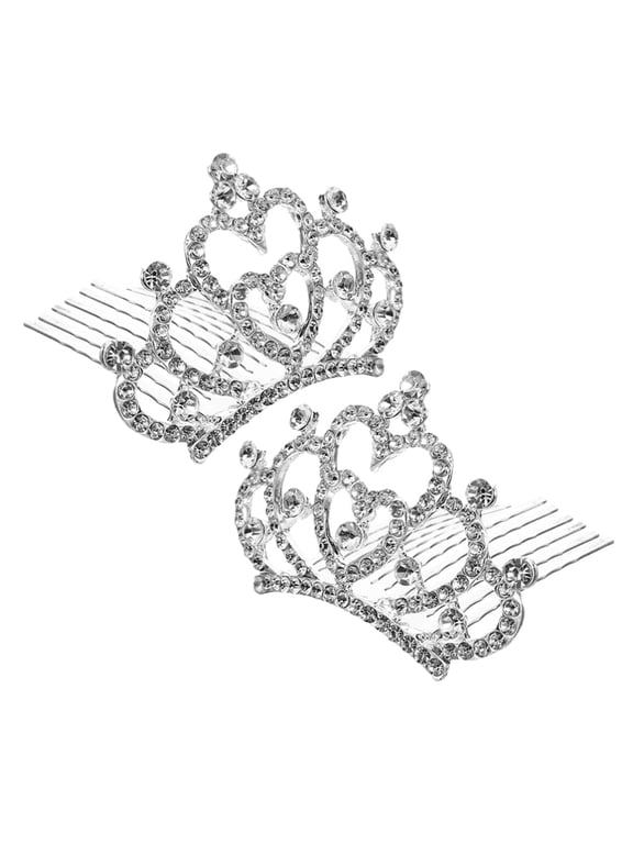 Rhinestone Crown Comb for Kids Girls Small Tiara Hair Comb Lightweight Headdress for Dance Recitals and Performances Secure Princess Hair Accessory, Shiny Stage Style Toddler Tiara