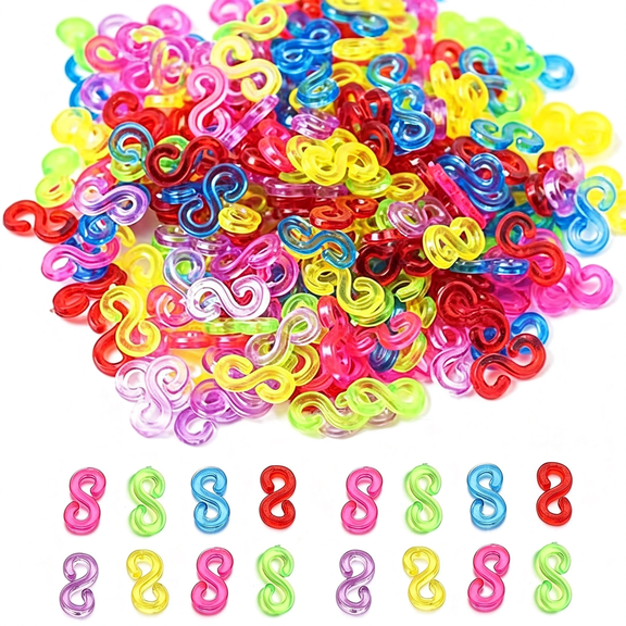 BZCOE S Clips Rubber Band Clips 1000 Pieces Loom Rubber Band Clips Plastic Band Clips Connectors Refills Bracelet Kit Clip for Loom Bracelets Diy Making Refill Kit