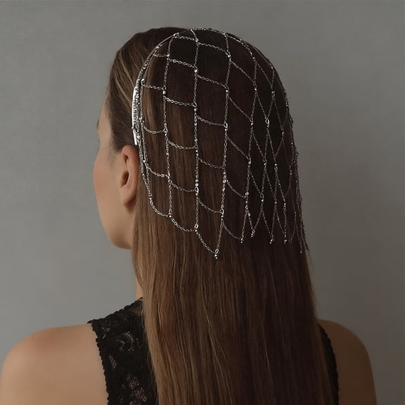 BZCOE Silver Chainmail Headpiece Head Chain Headband for Women Renaissance Fairy Headpiece Hair Head Chain Ren Faire Accessories Medieval 1920S Flapper Festival Head Jewelry Party