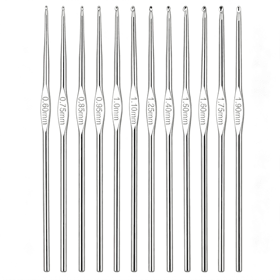 BZCOE Small Size Crochet Hook Stainless Steel Crochet Needles 12Pcs Metal Crochet Hooks (0.6Mm-1.9Mm) Embroidery Thread Knitting Weaving Tool Diy Lace Yarn Crochet Needle