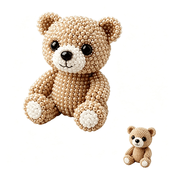 BZCOE Tiny 3D Beaded Animal Diy Kit,Cute Bear&Animal Beading Craft Set,Creative Handmade Bead Decor Kit with Colorful Beads and Instructions(#M)