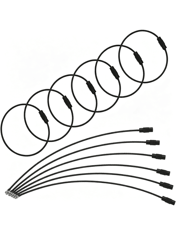 Wire Keychain Cable, Coated Stainless Steel Luggage Tag Loops Metal Wire Cable Key Ring Loop for Luggage Key Id 6 Wire Keychain Cable Metal Cable Key Ring