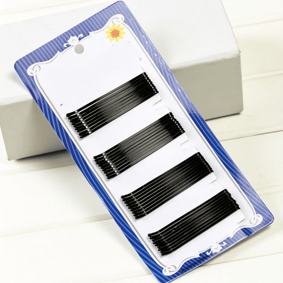 BZCOE Xl 3" Curved Black Bobby Pins 40-Count for Thick Hair, Non Slip Professional Hair Pins for Women, Strong Hold Black Styling Pins for Buns, Updos, French Twists, Roller Sets & Bridal Hair