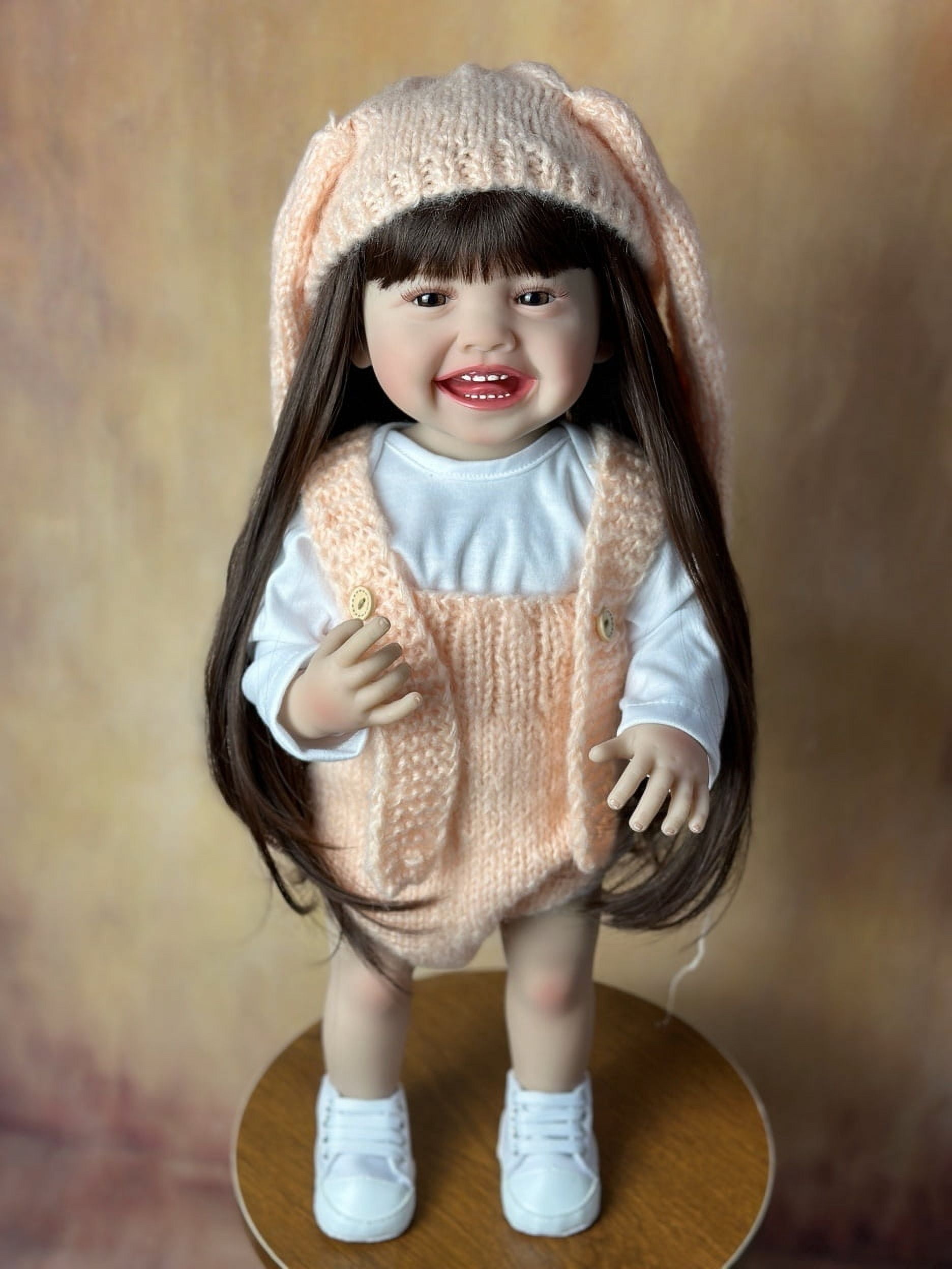 BZDOLL Can Stand Lifelike 55 CM Reborn Baby Mila Doll With Full Soft Vinyl Body 22 Inch Alive Newborn Princess Toddler Bebe Cute Dress Up Toy Girl Birthday Gift