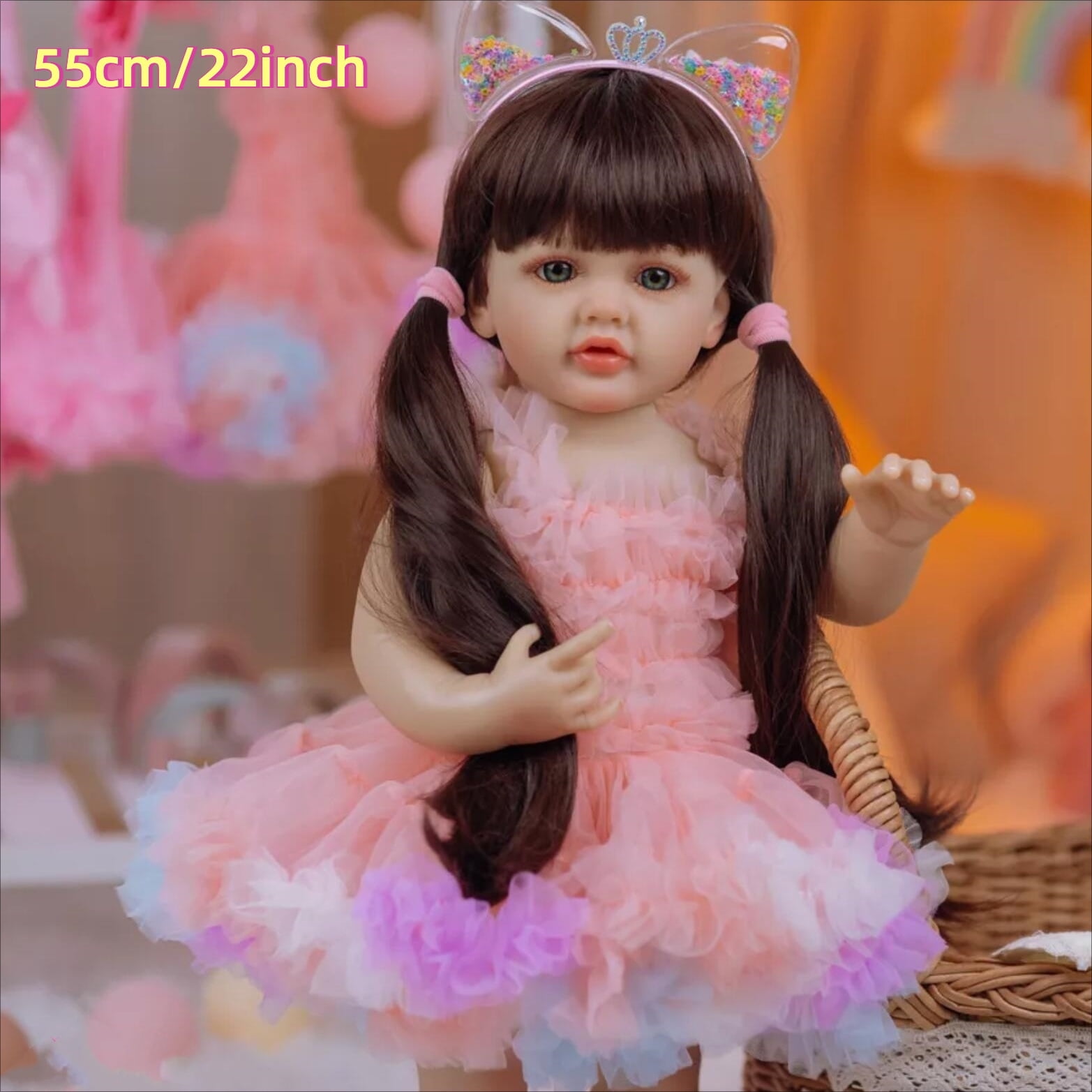BZDOLL Lifelike 55cm 22inch Reborn Baby Girl Doll Full Body Soft Vinyl Princess Toddler Bebe Newborn Art Toy for 3+ Kids Birthday Gifts