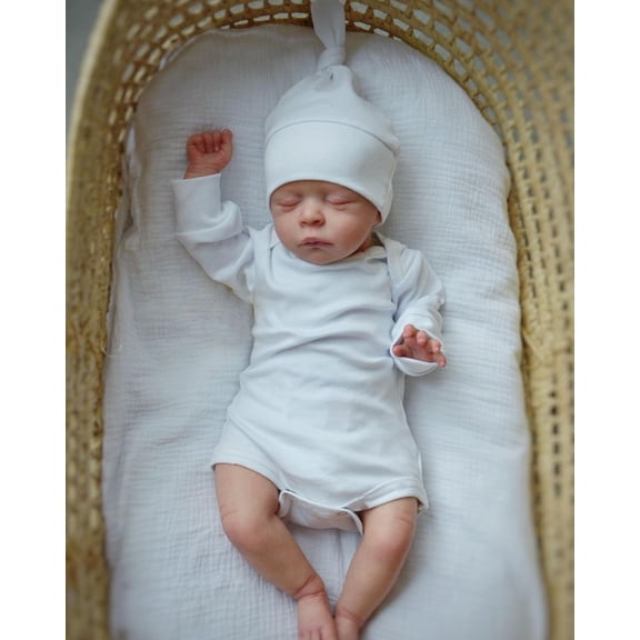 BZDOLL Realistic 50 CM Reborn Sleeping Baby Doll With Hand-Painted 3D Skin and Vascular Vein, 20 Inch Alive Soft Vinyl Newborn Bebe Cute Play House Toy Birthday Gift For Child