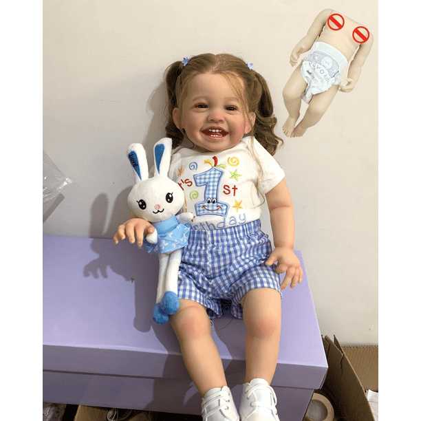 BZDOLL Realistic 55 CM Full Soft Vinyl Body Reborn Baby Doll With Hand-Painted 3D Skin and Vascular Vein, 22 Inch Alive Newborn Princess Toddler Bebe Lovely Dress Up Toy Birthday Gift For Child
