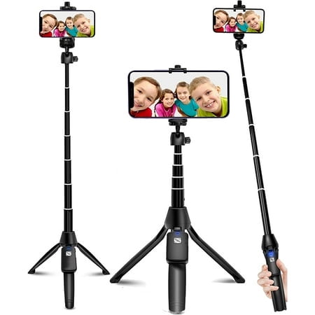 BZE Extendable 40 inch Extendable Selfie Stick Tripod with Wireless Remote, Black