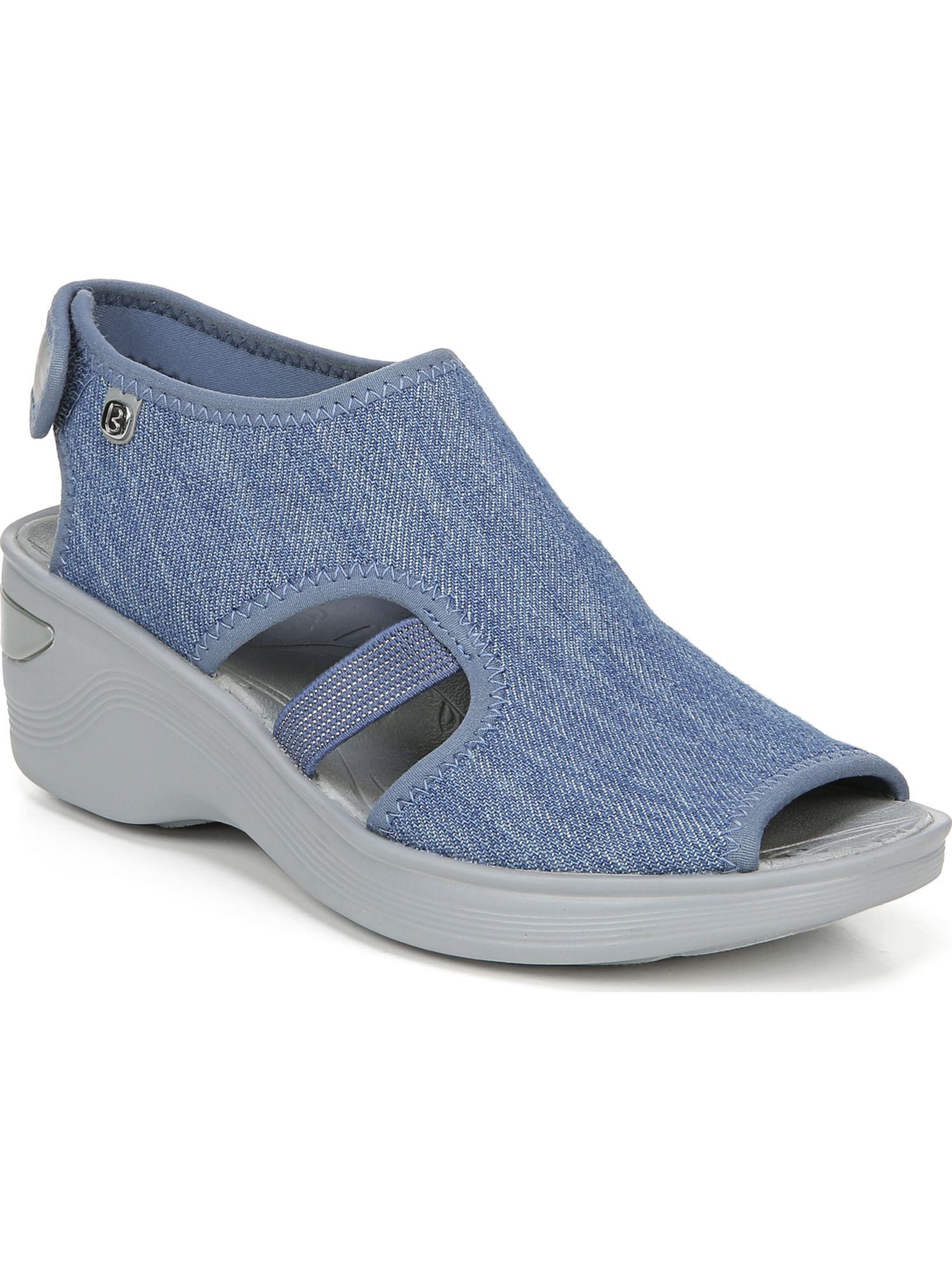 BZEES Womens Blue Stretch Odor Control Comfort Dream Round Toe Wedge