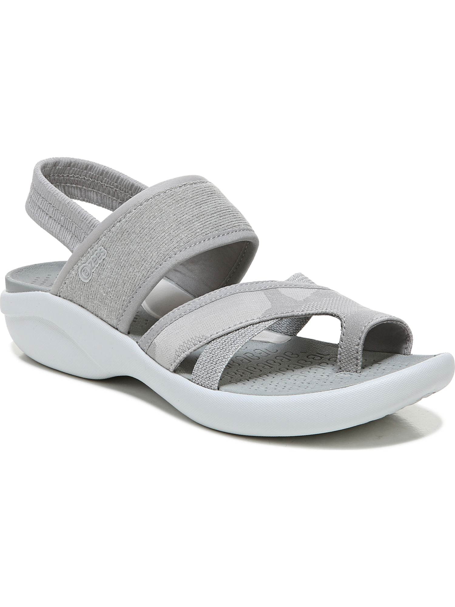 BZEES Womens Gray Metallic AntiMicrobial Odor Control Goring Strappy