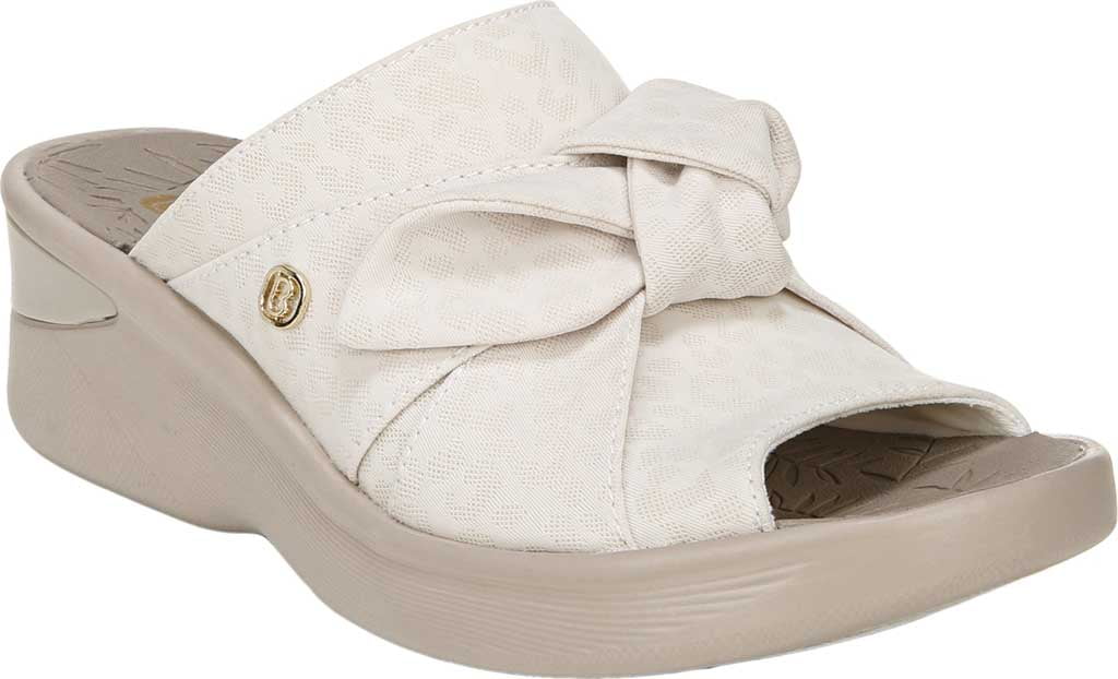 BZEES Womens White Tonal Patterned AntiMicrobial Bow Comfort Odor