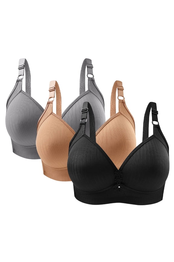 3 Pack Bras for Women No Underwire Push Up Bralettes Full Coverage Breathable Bra Support Everyday Bralette