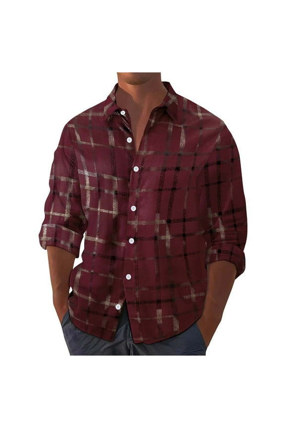 Flannel Shirt for Men Western Shirts for Men Pearl Snap Cowboy Plaid Vintage Lightweight Mens Flannel Shirt