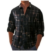 BZGTZT Flannel Shirt for Men Western Shirts for Men Pearl Snap Cowboy Plaid Vintage Lightweight Mens Flannel Shirt