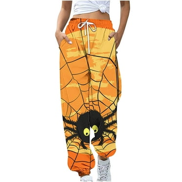 BZGTZT Halloween Sweatpants for Women Ghost Cute Graphic Print Joggers Drawstring Loose Fit Cozy Lounge Pants with Pockets