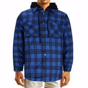 BZGTZT Heavy Thick Flannel Plaid Jacket for Men Sherpa Fleece Lined Hoodies Zip Up Winter Warm Zipper Sweatshirt