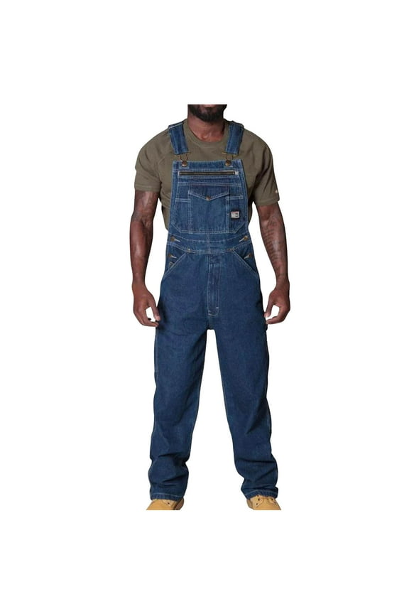 Men's Denim Bib Overalls Lightweight and Durable Loose Fit Workwear with Adjustable Straps and Convenient Tool Pockets