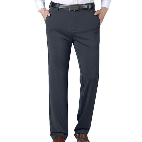 BZGTZT Men's Modern Solid Stretch Resolution Dress Pant Classic Fit Flat Front Casual Trousers Active Flex Golf Pants
