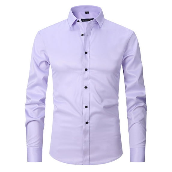 BZGTZT Men's Regular Fit Dress Shirt Solid Wrinkle Free Long Sleeve Blouse Casual Business Button Up Tops