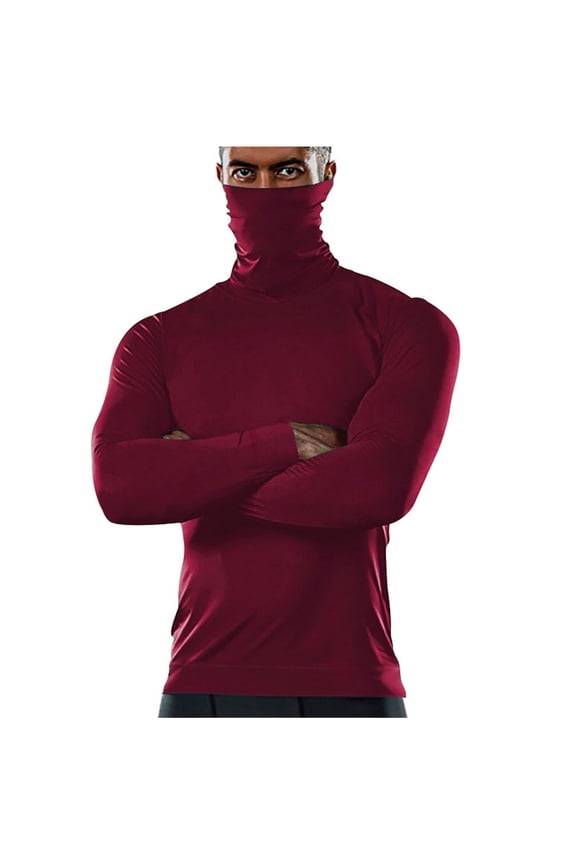 Men's Winter Thermal Pullover Long Sleeve Turtle Neck Shirts Mock Turtleneck Gym Sports Running Compression Shirt