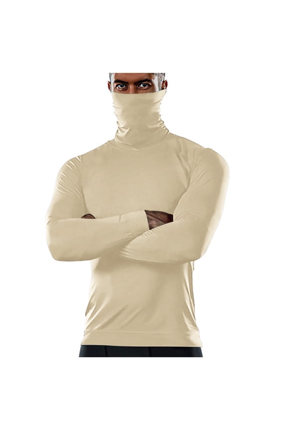 Men's Winter Thermal Pullover Long Sleeve Turtle Neck Shirts Mock Turtleneck Gym Sports Running Compression Shirt