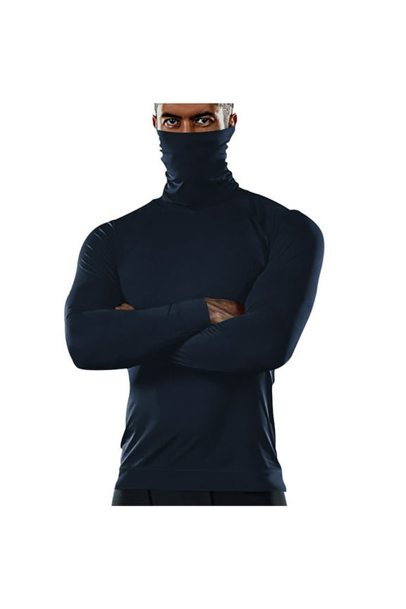 Men's Winter Thermal Pullover Long Sleeve Turtle Neck Shirts Mock Turtleneck Gym Sports Running Compression Shirt