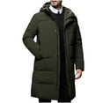 thumbnail image 1 of BZGTZT Mens Long Cotton Hooded Coat Warm Heavy Winter Coats Thermal Solid Fashion Jacket Long Winter Overcoat, 1 of 5