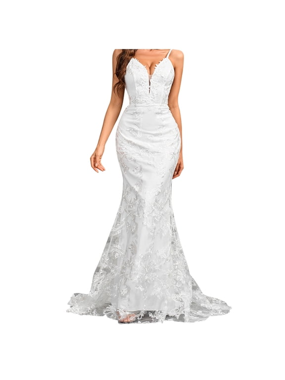 Mermaid Wedding Dresses for Bride Off Shoulder Flower Appliques Tulle Boho Beach Bride Dress with Train
