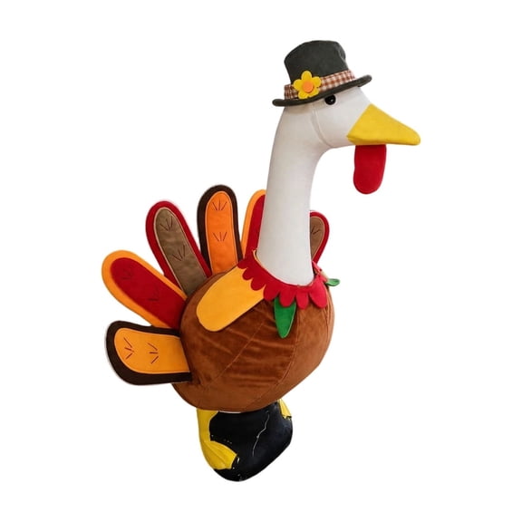 BZGTZT Thanksgiving Turkey Goose Outfit, 23 Inch Porch Goose Costume with Red Comb Hat, Fall Farmhouse Harvest Decor for Lawn Yard Garden