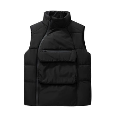 BZGTZT Winter Padded Lightweight Vest for Men Solid Quilted Puffer Vests Outdoor Sleeveless Vest with Big Pockets