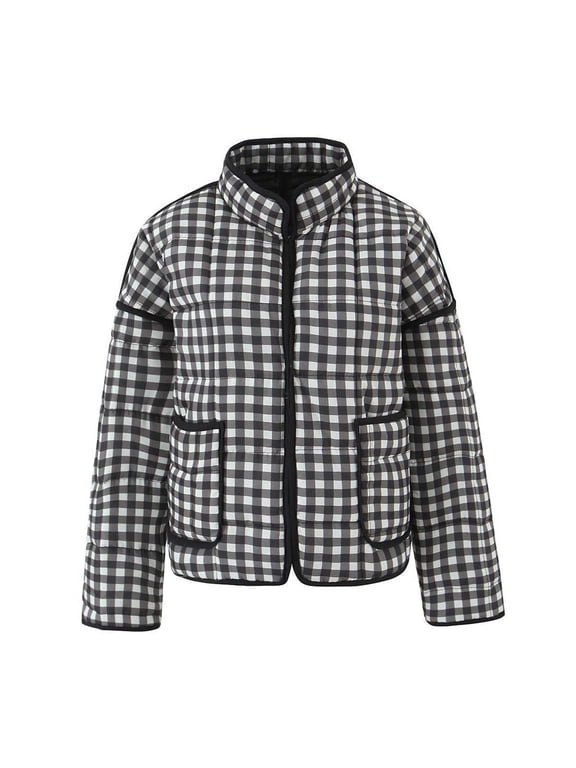 Women’s Cotton Quilted Jacket Lightweight Padded Coat Floral Print Drop Shoulder Vintage Outerwear with Pockets