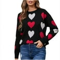 thumbnail image 1 of BZGTZT Women's Cute Heart Sweater Love Print Valentines Day Knitted Top Casual Crewneck Long Sleeve Sweaters Pullover, 1 of 7